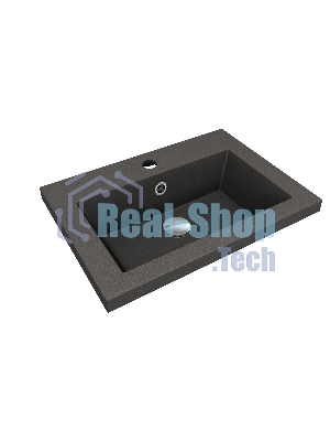 Тумба под раковину Bau Stil Loft black brushed, раковина кварцевая BAU Stil 50, черный металлик, смеситель Dream Black, черный