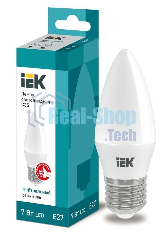 Лампа светодиодная IEK LLE-C35-7-230-40-E27 ECO C35 свеча 7Вт 230В 4000К E27