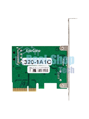 Контроллер ExeGate EXE-320-1A1C (PCI-E x4 v3.0, USB3.2 Gen2 1xType-A + 1xType-C ext., SuperSpeed+ скорость до 10 Гбит/с, разъем доп.питания, ASMedia Chipset ASM1142)