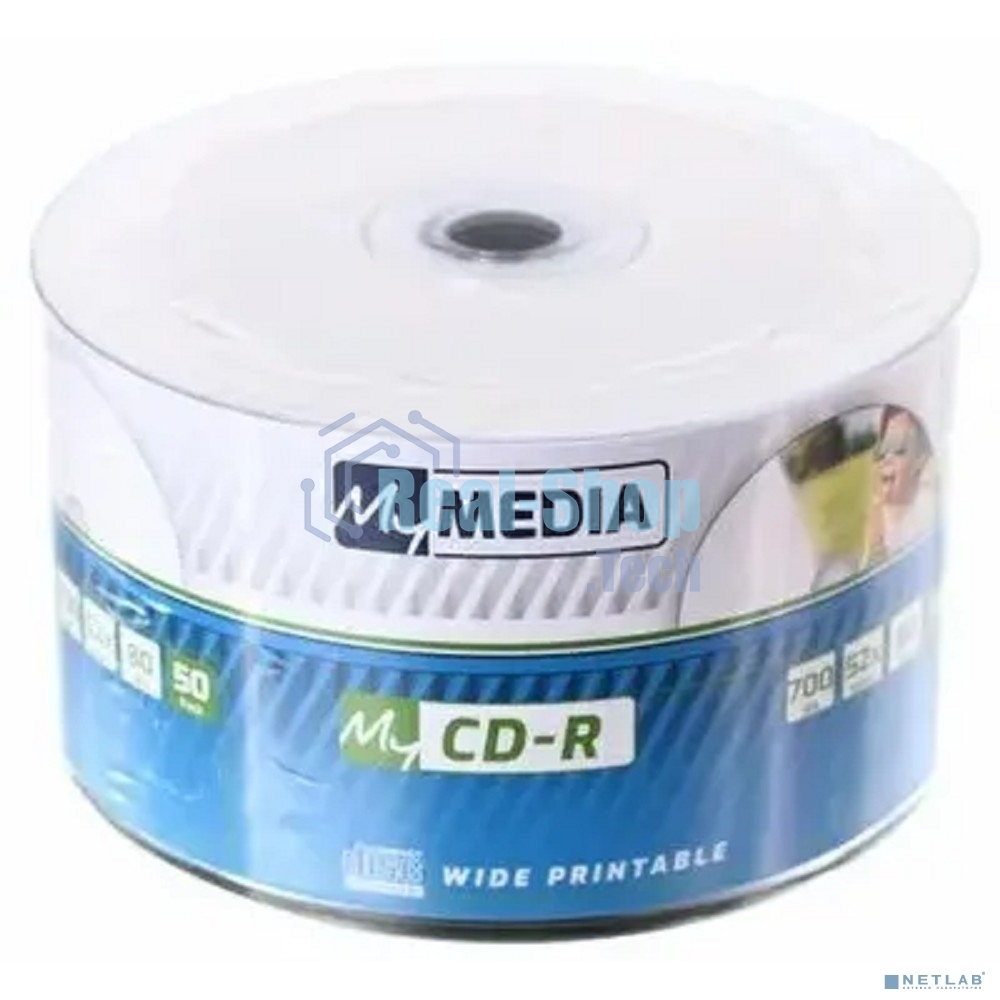 Диск CD-R MyMedia 700Mb 52x Pack wrap (50шт) Printable (69206)