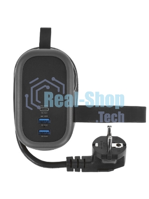 Удлинитель Cablexpert Exnovo mini, EXN-1-CU2-B-1.13, 1р, 16А, 1xType-C PD, 20 Вт, 2хUSB QC, 18Вт, 1.13м, ур.защиты 1+, черный, коробка