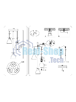 Светильник Ambrella light TR8467/3 WH/FGD белый/золото E27/3 max 60W D340*1000