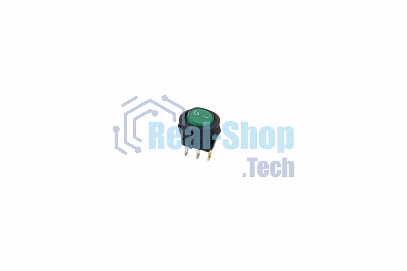 Выключатель клавишный Rexant круглый 250V 3А (3с) ON-OFF зеленый с подсветкой Micro