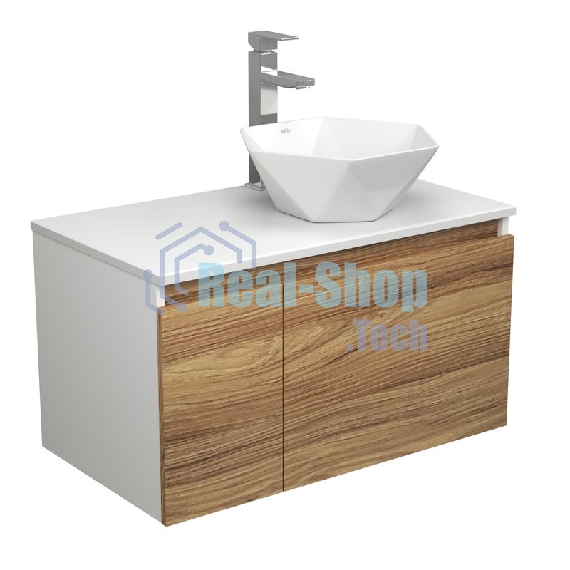 Комплект для ванной, 3 предмета (тумба Bau Dream Blackwood 80 + раковина на столешницу BAU Crystal 40х40, белая, смеситель высокий Hotel Still)