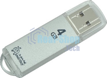 Флешка USB Smartbuy V-Cut series (SB4GbVC-S), 4Gb, USB 2.0, R/W 25/15, серебристый