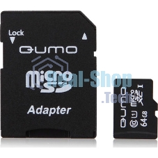 Флеш карта QUMO QM64GMICSDXC10U1 64Gb MicroSDXC Class 10 UHS-I, SD adapter