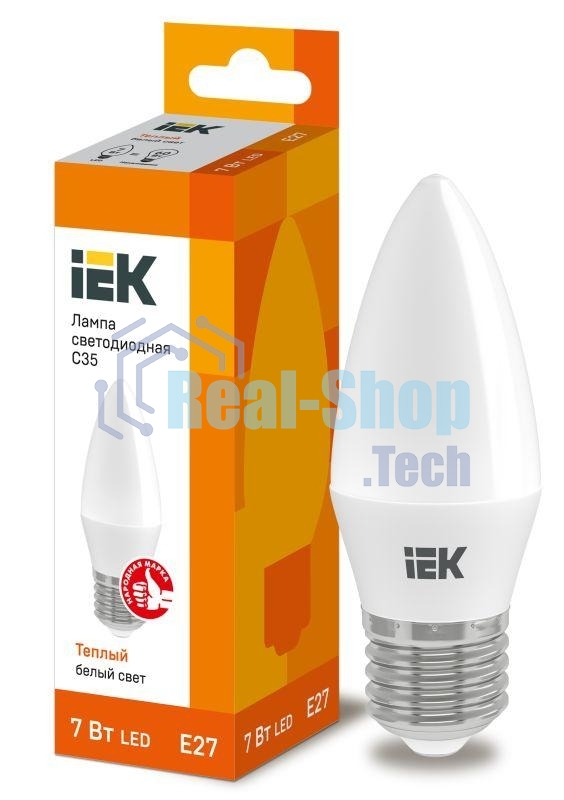 Лампа светодиодная IEK LLE-C35-7-230-30-E27 ECO C35 свеча 7Вт 230В 3000К E27