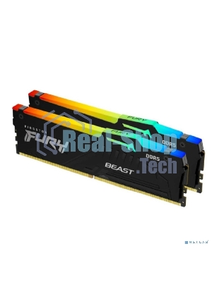 Оперативная память Kingston Fury Beast, DDR5, 32Gb (2x16GB), 5600MHz, CL36, DIMM, с радиаторами, RGB, черный