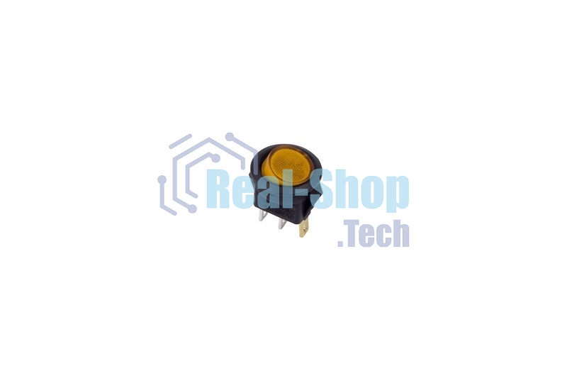 Выключатель клавишный Rexant круглый 250V 3А (3с) ON-OFF желтый с подсветкой Micro