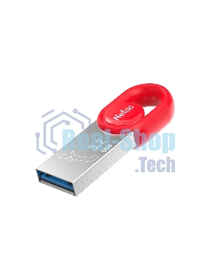 Флешка USB Netac UM2 (NT03UM2N-064G-32RE), 64Gb, USB 3.0, R/W 130/50, серебристый/красный