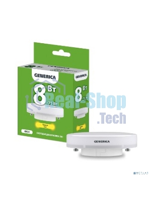 Лампа cветодиодная LED T80 IEK LL-T80-08-230-30-GX53-G таблетка 8Вт 230В 3000К GX53 GENERICA