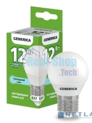 Лампа светодиодная G45 шар 12Вт 230В 6500К E27 GENERICA