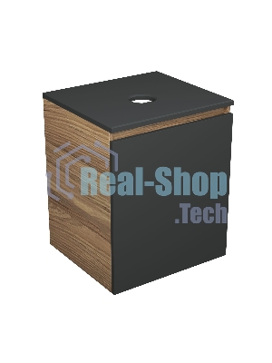 Тумба Bau Dream Blackwood 50 графит, раковина BAU Crystal 40х40, смеситель для раковины высокий Hotel Still, нержавеющая сталь