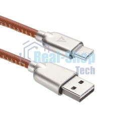 Кабель USB ACD-Allure Type-C ~ USB-A Кожа, 1м, коричневый