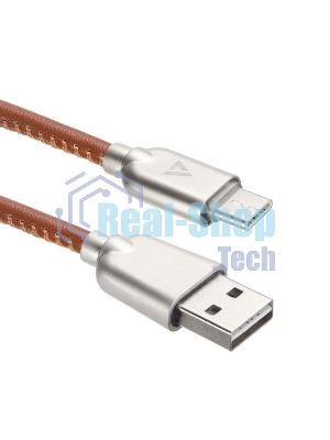 Кабель USB ACD-Allure Type-C ~ USB-A Кожа, 1м, коричневый