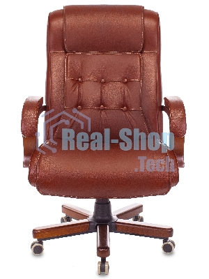Кресло руководителя Бюрократ T-9926WALNUT светло-коричневый Leather Eichel, кожа, крестовина металл/дерево