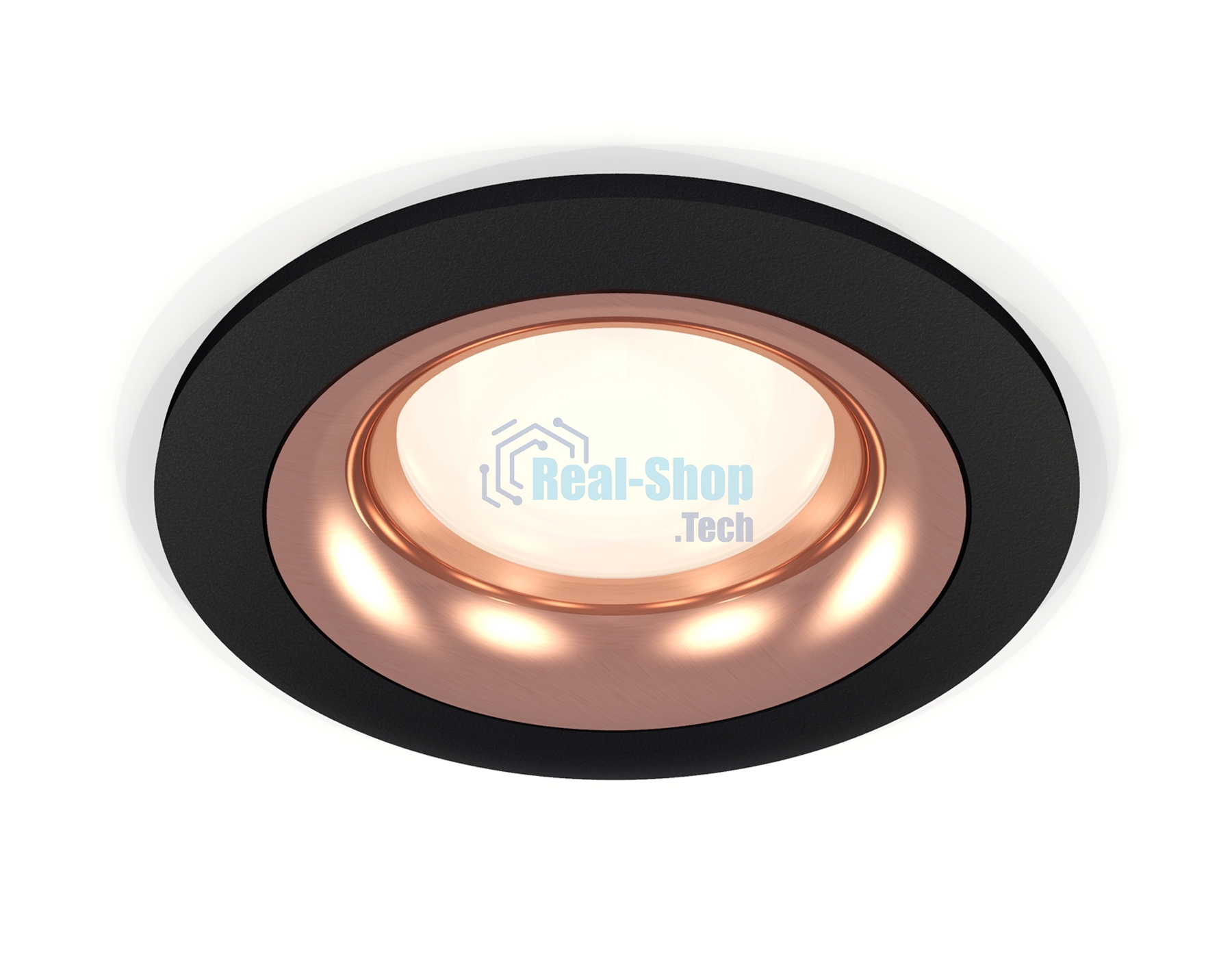 Комплект встраиваемого светильника Ambrella light XC7622006 SBK/PPG черный песок/золото розовое полированное MR16 GU5.3 (C7622, N7015)