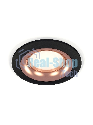 Комплект встраиваемого светильника Ambrella light XC7622006 SBK/PPG черный песок/золото розовое полированное MR16 GU5.3 (C7622, N7015)