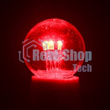 Лампа шар e27 6 LED Ø45мм - красная, прозрачная колба, эффект лампы накаливания