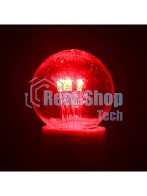 Лампа шар e27 6 LED Ø45мм - красная, прозрачная колба, эффект лампы накаливания