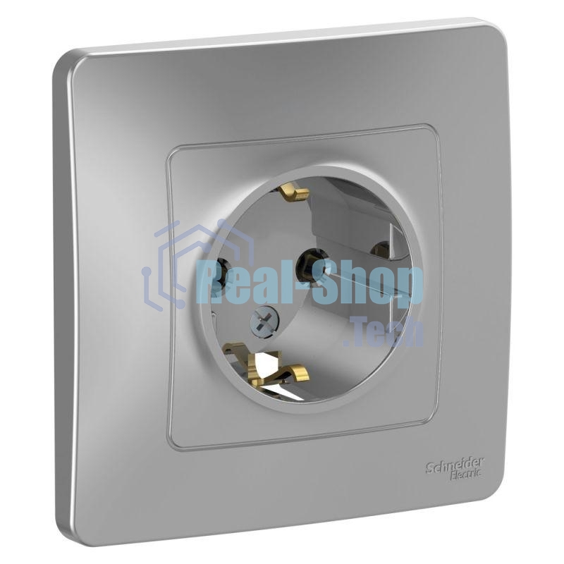 Розетка СП Blanca 16А 250В без шторок с заземл. алюм. SchE BLNRS001013