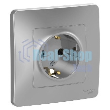 Розетка СП Blanca 16А 250В без шторок с заземл. алюм. SchE BLNRS001013