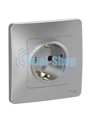 Розетка СП Blanca 16А 250В без шторок с заземл. алюм. SchE BLNRS001013
