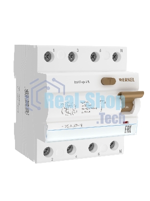 Устройство защитного отключения Werkel 3P+N 25 A 30 mА  АС  6 kА W914P256