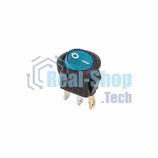 Выключатель клавишный Rexant круглый 250V 3А (3с) ON-OFF синий с подсветкой Micro