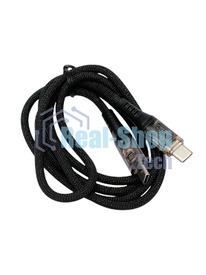 Кабель USB2.0 Cablexpert CCP-USB2-CMCM-SCR-1M, Type-C/Type-C, 6A, 66Вт, PD/QC3.0, дисплей, оплетка, медь, 1м, черный, пакет