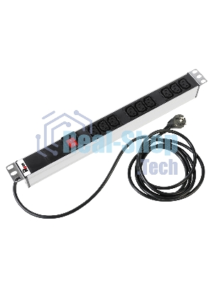 ЦМО Блок розеток Rem-16 с выкл., 9 IEC 60320 C13, 16A, алюм., 19