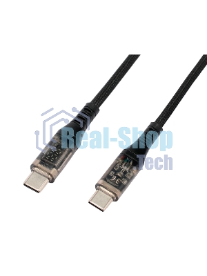 Кабель USB2.0 Cablexpert CCP-USB2-CMCM-SCR-1M, Type-C/Type-C, 6A, 66Вт, PD/QC3.0, дисплей, оплетка, медь, 1м, черный, пакет