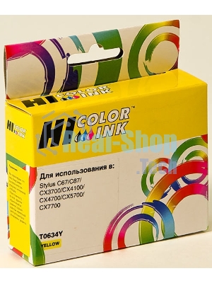 Картридж Epson Stylus C67/87/CX3700/4100/4700 (Hi-black) new, C13T06344A, Y