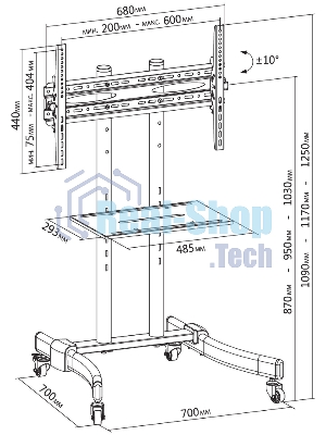 Стойка для телевизора Cactus CS-ST1030BK черный 37