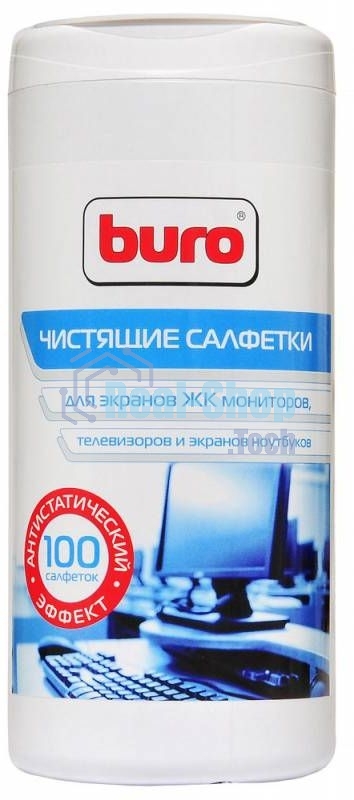 Салфетки Buro BU-Ascreen для экранов мониторов/плазменных/ЖК телевизоров/ноутбуков туба 100 шт влажных