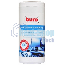 Салфетки Buro BU-Ascreen для экранов мониторов/плазменных/ЖК телевизоров/ноутбуков туба 100 шт влажных