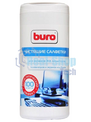 Салфетки Buro BU-Ascreen для экранов мониторов/плазменных/ЖК телевизоров/ноутбуков туба 100 шт влажных