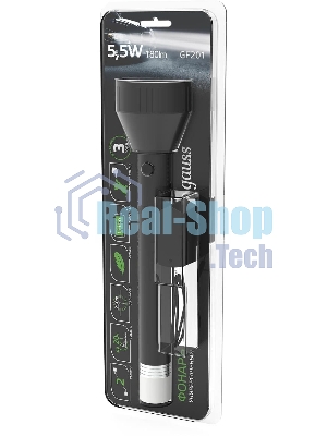 Фонарь ручной модель Gauss GFL201 5.5W 180lm Li-ion 2400mAh LED 1/10/40