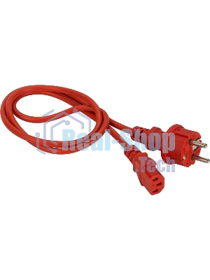 Шнур питания Lanmaster C13-Schuko прямая, 3х0.75, 220В, 10А, красный, 1.8 метра