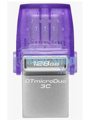 Флешка USB Kingston DataTraveler microDuo 3C (DTDUO3CG3/128Gb), 128Gb, USB 3.2 Gen 1/Type-C, R/W 200/15, фиолетовый
