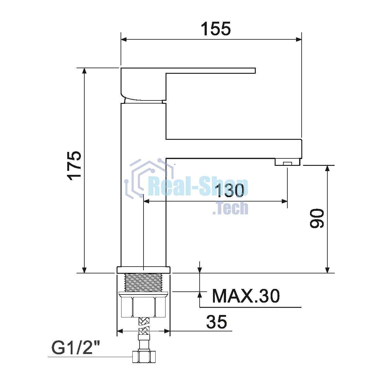 SL144-001F Смеситель для умывальника, Ø35