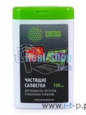 Салфетки Cactus CS-T1005 Туба с чистящими салфетками для планшетов, ноутбуков и моб.телефонов,100 шт