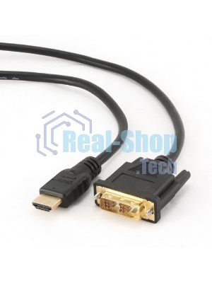 Кабель HDMI-DVI Cablexpert CC-HDMI-DVI-10MC, 19M/19M, single link, медь, позол.разъемы, экран, 10м, черный, пакет