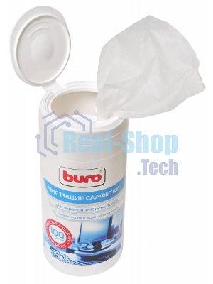 Салфетки Buro BU-Ascreen для экранов мониторов/плазменных/ЖК телевизоров/ноутбуков туба 100 шт влажных