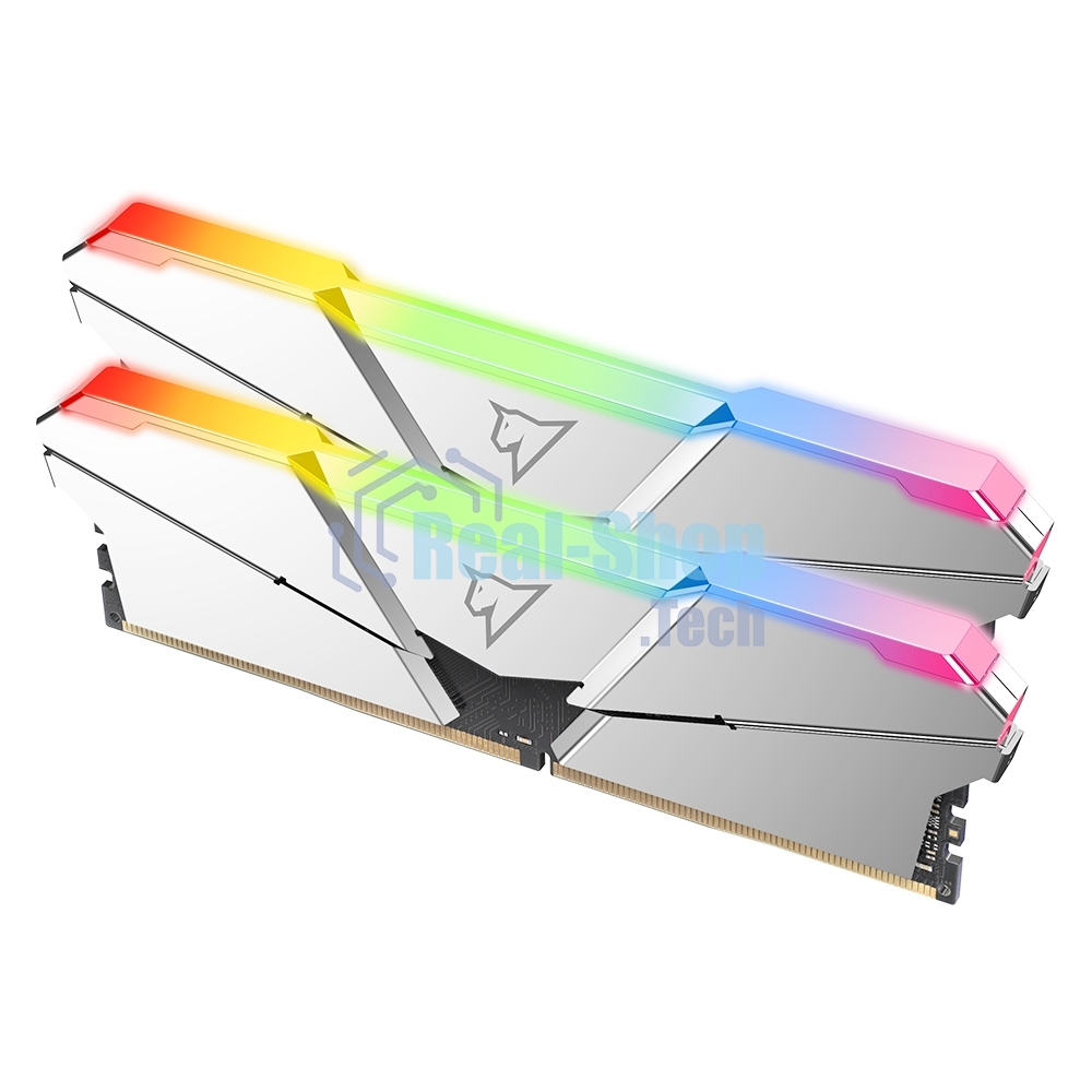 Оперативная память NETAC Shadow, DDR4, 16GB (2x8GB), 3200MHz, CL16, DIMM, с радиаторами, RGB, серебристый