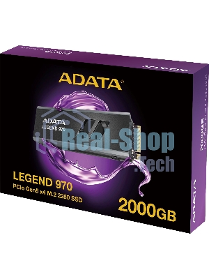 Накопитель SSD ADATA LEGEND 970, 2Tb, PCIe 5.0 x4, M.2 2280, NVMe, R/W 10000/10000, с радиатором