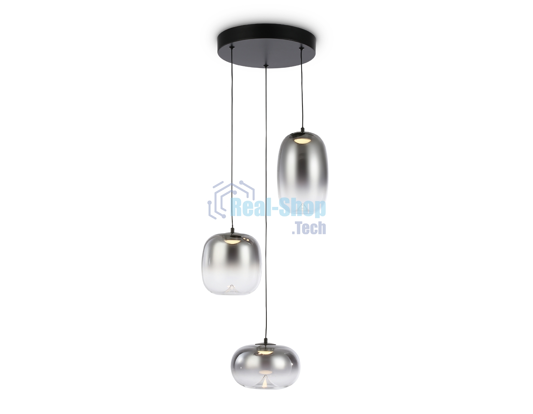 Подвесной светодиодный светильник Ambrella light LH11099/3 BK/SM черный/дымчатый 12W 3000K D350*1505