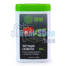 Салфетки Cactus CS-T1005 Туба с чистящими салфетками для планшетов, ноутбуков и моб.телефонов,100 шт