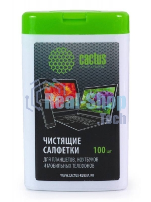 Салфетки Cactus CS-T1005 Туба с чистящими салфетками для планшетов, ноутбуков и моб.телефонов,100 шт