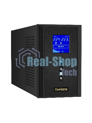 Источник бесперебойного питания ExeGate SineTower SN-1500.LCD.AVR.2SH.1C13.USB 1500VA/1200W, чистая синусоида, LCD дисплей, AVR, 2*Schuko+1*C13, USB, линейно-интерактивный, черный